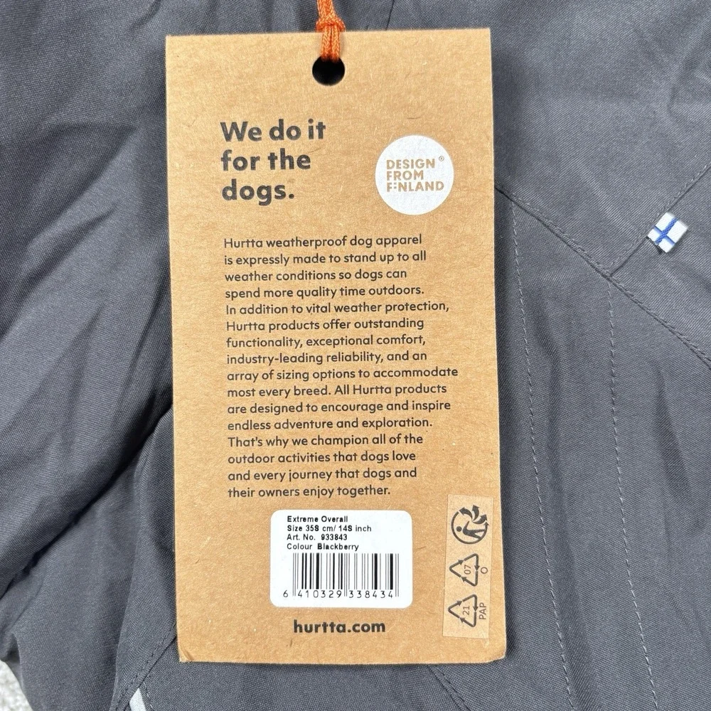 NEW Hurtta Extreme Overall Dog Snowsuit BlackBerry 14S